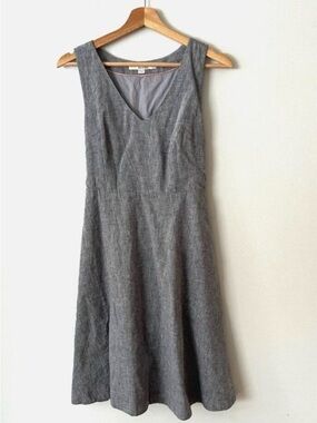 Boden Blue Linen Cotton Blend V-Neck A-Line Sleeveless Dress Women's Size 4P
